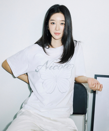 NICOLE BUTTERFLY SLEEVE TOP_WHITE SILVER