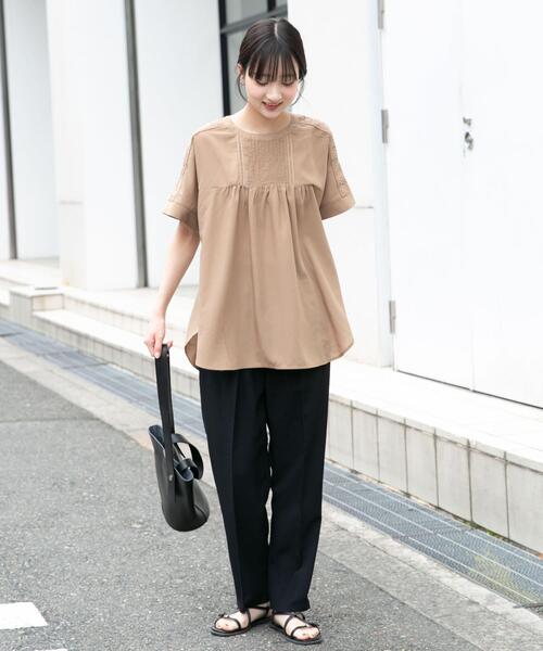 ITEMS URBANRESEARCH(アイテムズ アーバンリサーチ)の「『イージーケア/接触冷感/UVカット』SMOOTH LINEN TOUCH パンツ(その他パンツ・レディース・ブラウン/ミント/ブラック・FREE)」の4枚目の写真