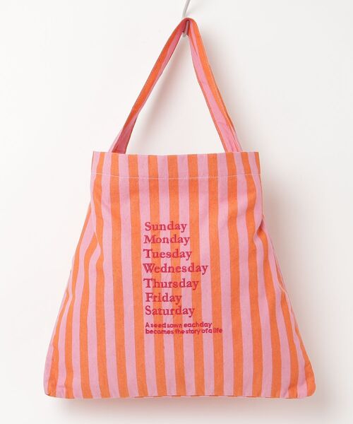 beej（ビージ）の「(beej)stripe fabric Osbag（トートバッグ・レディース・イエロー/オレンジ/ブラック/グリーン・ONE SIZE）」の4枚目の写真