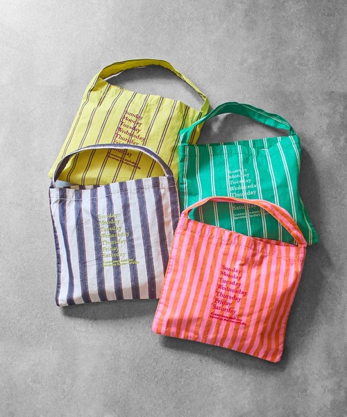 beej(ビージ)の「(beej)stripe fabric Osbag(トートバッグ・レディース・イエロー/オレンジ/ブラック/グリーン・ONE SIZE)」の6枚目の写真