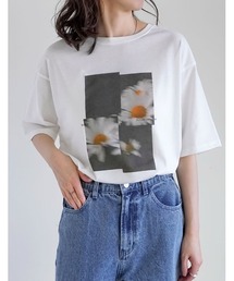 [UVカット][接触冷感]フラワーフォトＴシャツ