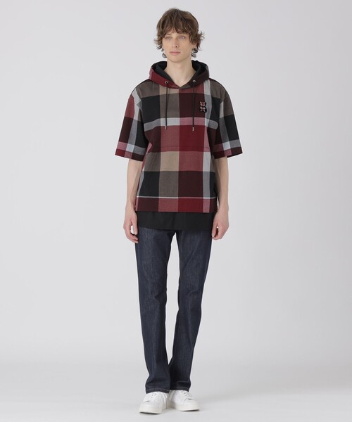 BLACK LABEL CRESTBRIDGE(ブラックレーベル・クレストブリッジ)の「【WEB・一部店舗限定】クレストブリッジチェックベアーフーディー(Tシャツ/カットソー・メンズ・レッド系その他2・XL/L/M/S)」の2枚目の写真