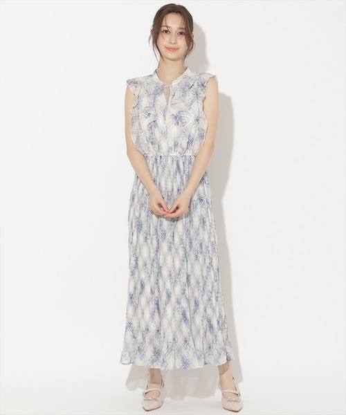 WILLSELECTION(ウィルセレクション)の「フラワーチェックプリントプリーツ切替ワンピース(ワンピース・レディース・ホワイト系その他/レッド系その他/ブルー系その他・FREE)」の7枚目の写真