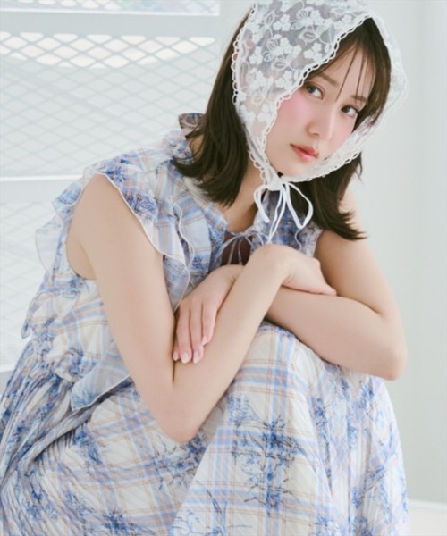 WILLSELECTION(ウィルセレクション)の「フラワーチェックプリントプリーツ切替ワンピース(ワンピース・レディース・ホワイト系その他/レッド系その他/ブルー系その他・FREE)」の14枚目の写真