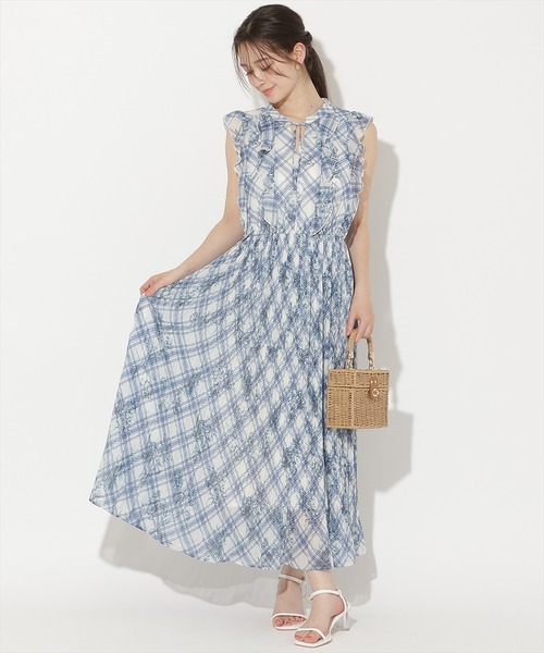 WILLSELECTION(ウィルセレクション)の「フラワーチェックプリントプリーツ切替ワンピース(ワンピース・レディース・ホワイト系その他/レッド系その他/ブルー系その他・FREE)」の17枚目の写真
