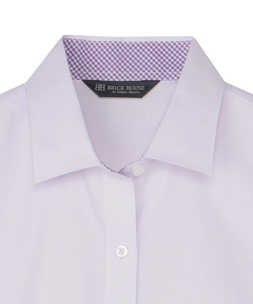TOKYO SHIRTS(トウキョウシャツ)の「【吸水速乾】 形態安定ノンアイロン ワイド 半袖ビジネスワイシャツ(ビジネスシャツ・レディース・パープル・XL/S/M/L/LL)」の3枚目の写真