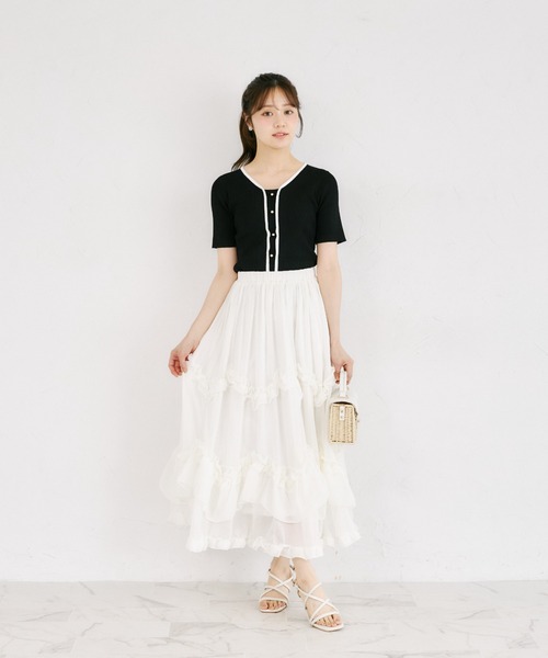 tocco closet(トッコ クローゼット)の「【ZOZO限定】接触冷感フロントバイカラーリブニットトップス(ニット/セーター・レディース・ベージュ/ブラック/ネイビー/オフホワイト/グレー・M)」の11枚目の写真