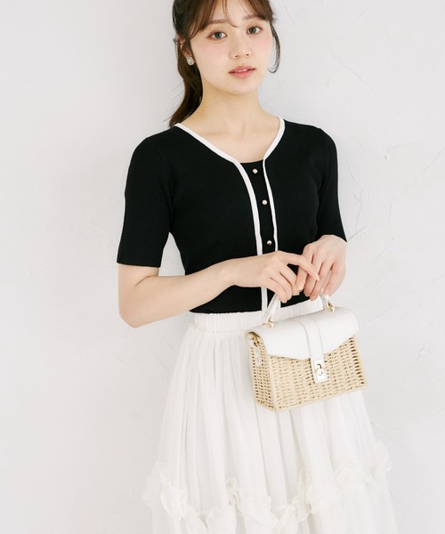 tocco closet(トッコ クローゼット)の「【ZOZO限定】接触冷感フロントバイカラーリブニットトップス(ニット/セーター・レディース・ベージュ/ブラック/ネイビー/オフホワイト/グレー・M)」の12枚目の写真