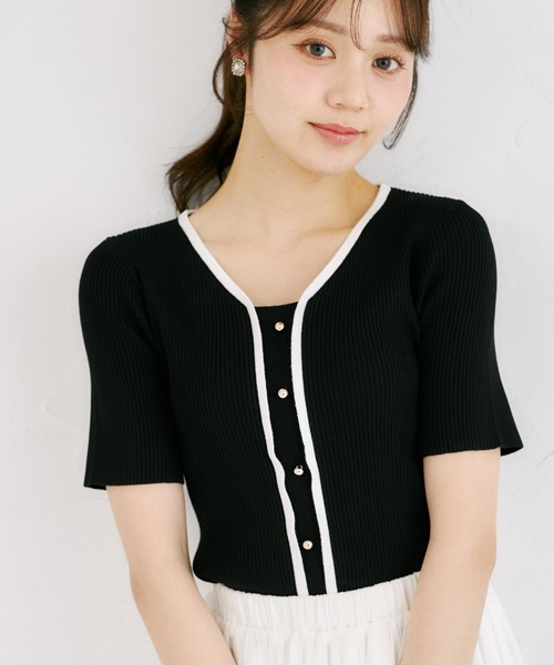 tocco closet(トッコ クローゼット)の「【ZOZO限定】接触冷感フロントバイカラーリブニットトップス(ニット/セーター・レディース・ベージュ/ブラック/ネイビー/オフホワイト/グレー・M)」の14枚目の写真