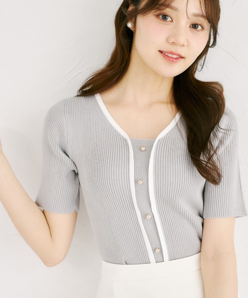 tocco closet(トッコ クローゼット)の「【ZOZO限定】接触冷感フロントバイカラーリブニットトップス(ニット/セーター・レディース・ベージュ/ブラック/ネイビー/オフホワイト/グレー・M)」の19枚目の写真