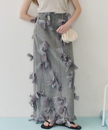 many ribbon denim skirt