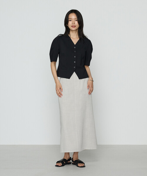 COMME CA（コムサ）の「〔 TALLサイズ 〕 ハイコンパクトコットンポンチ シャツ（シャツ/ブラウス・レディース・ブラック・15号）」の2枚目の写真