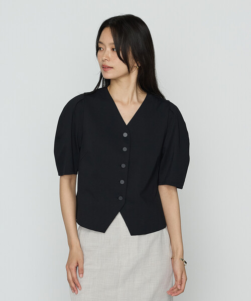 COMME CA（コムサ）の「〔 TALLサイズ 〕 ハイコンパクトコットンポンチ シャツ（シャツ/ブラウス・レディース・ブラック・15号）」の3枚目の写真
