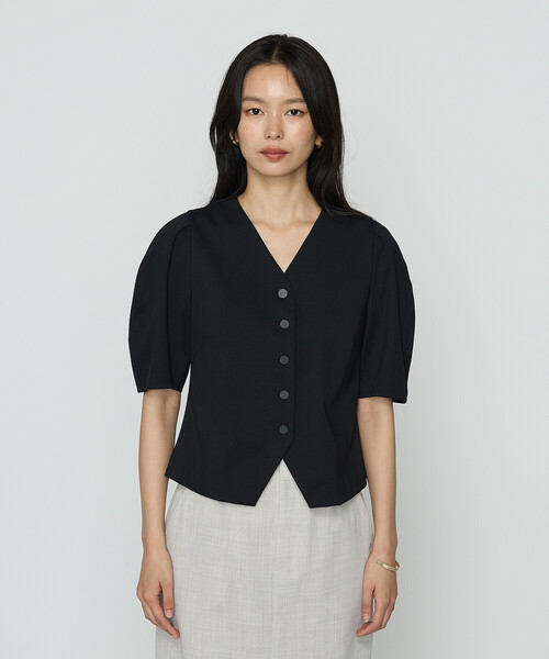 COMME CA（コムサ）の「〔 TALLサイズ 〕 ハイコンパクトコットンポンチ シャツ（シャツ/ブラウス・レディース・ブラック・15号）」の5枚目の写真
