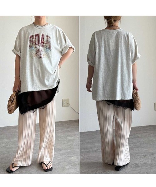 zena(ジェナ)の「ストーンデコ&カレッジプリントTee(Tシャツ/カットソー・レディース・オフホワイト/チャコールグレー/オートミール・フリー)」の20枚目の写真