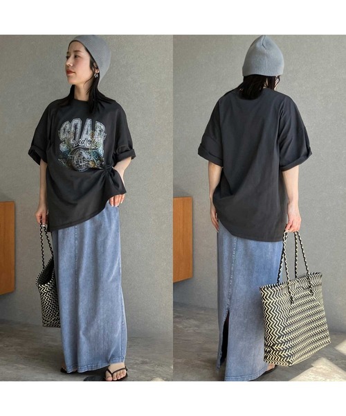 zena(ジェナ)の「ストーンデコ&カレッジプリントTee(Tシャツ/カットソー・レディース・オフホワイト/チャコールグレー/オートミール・フリー)」の21枚目の写真