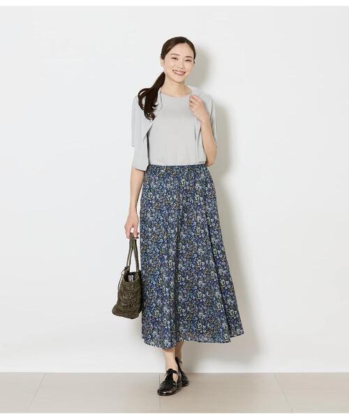 NEWYORKER(ニューヨーカー)の「【店舗限定】リバティMegumiプリント フレアスカート(丈85㎝)(スカート・レディース・ネイビー・MEDIUM)」の6枚目の写真