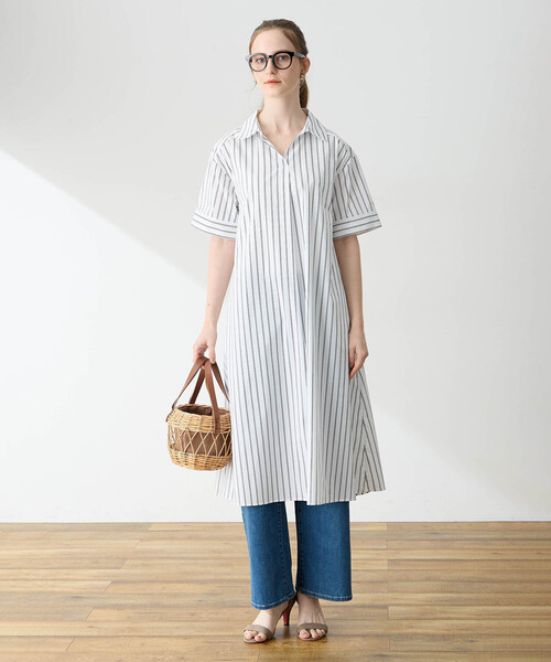 LE SOUK HOLIDAY(ルスークホリデー)の「スキッパーストライプシャツワンピース(ワンピース・レディース・オフホワイト/ブルー・M/L)」の8枚目の写真