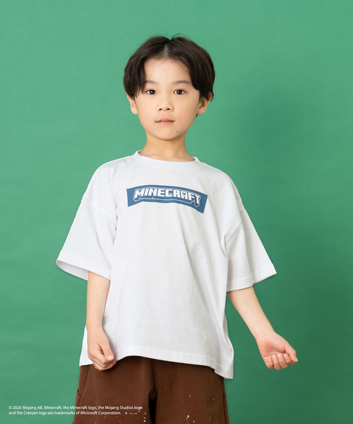 and D. petit main(アンドディープティマイン)の「【マインクラフト】アイコンブロックバック半袖T(Tシャツ/カットソー・キッズ・ブルーグレー/ホワイト/ブラック・140cm/130cm/110cm/150cm/120cm/100cm)」の1枚目の写真