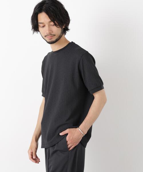 NANO universe(ナノユニバース)の「「モダンコンフォート」ヘリンボン クルーネックTシャツ 半袖(Tシャツ/カットソー・メンズ・ブラック/チャコール/ライトベージュ・S/L/M)」の5枚目の写真