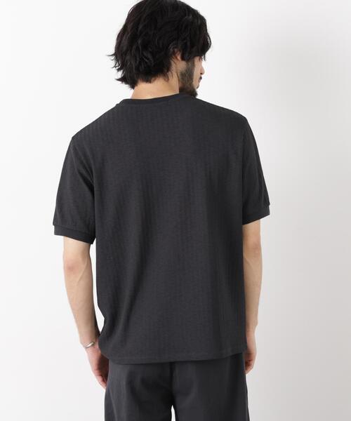 NANO universe(ナノユニバース)の「「モダンコンフォート」ヘリンボン クルーネックTシャツ 半袖(Tシャツ/カットソー・メンズ・ブラック/チャコール/ライトベージュ・S/L/M)」の6枚目の写真