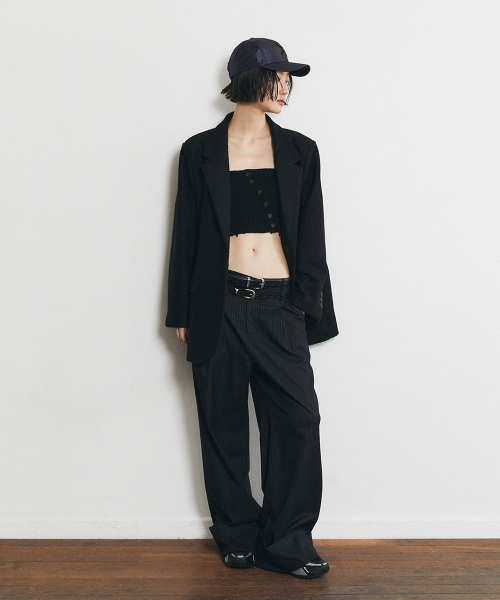 HALF DEVIL US(ハーフデビルアス)の「ストライプロールアップスラックス_ブラック(スラックス・レディース・その他・SMALL/MEDIUM)」の1枚目の写真