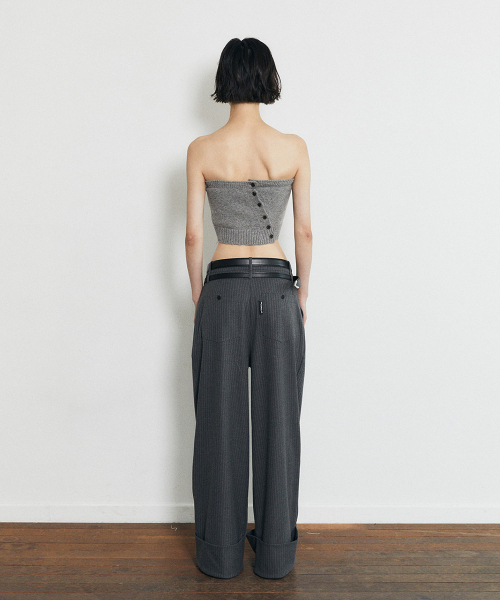 HALF DEVIL US(ハーフデビルアス)の「ストライプロールアップスラックス_ブラック(スラックス・レディース・その他・SMALL/MEDIUM)」の2枚目の写真