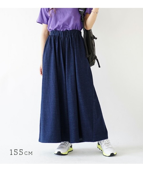 zootie（ズーティー）の「色落ちしにくい カットソーデニム ワイドパンツ（デニムパンツ・レディース・ブルー/インディゴブルー・フリー）」の3枚目の写真