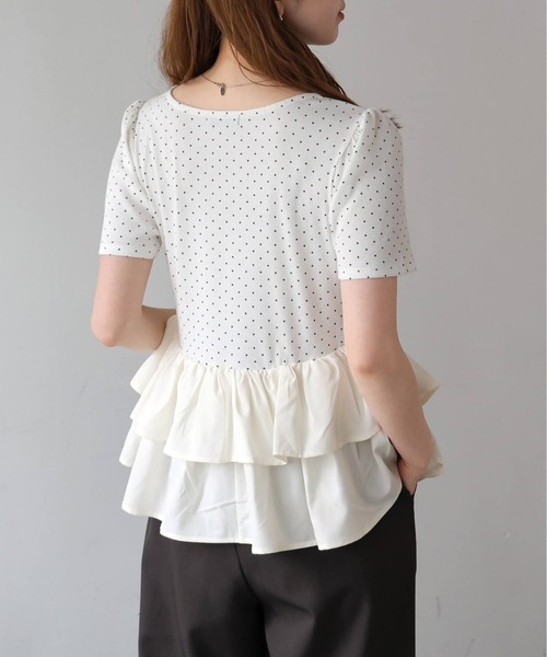tiptop(ティップトップ)の「チョーカー付きペプラムフリルカットソー(Tシャツ/カットソー・レディース・オフホワイト/ホワイト系その他/ブラック・FREE)」の16枚目の写真