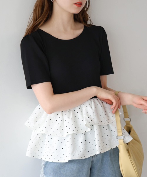 tiptop(ティップトップ)の「チョーカー付きペプラムフリルカットソー(Tシャツ/カットソー・レディース・オフホワイト/ホワイト系その他/ブラック・FREE)」の21枚目の写真