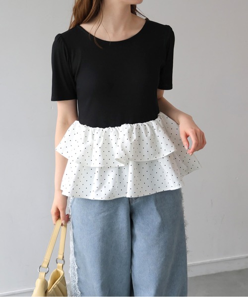 tiptop(ティップトップ)の「チョーカー付きペプラムフリルカットソー(Tシャツ/カットソー・レディース・オフホワイト/ホワイト系その他/ブラック・FREE)」の22枚目の写真