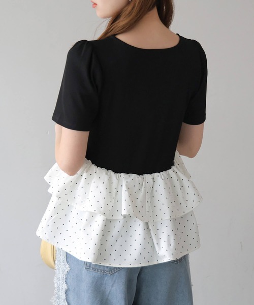 tiptop(ティップトップ)の「チョーカー付きペプラムフリルカットソー(Tシャツ/カットソー・レディース・オフホワイト/ホワイト系その他/ブラック・FREE)」の8枚目の写真