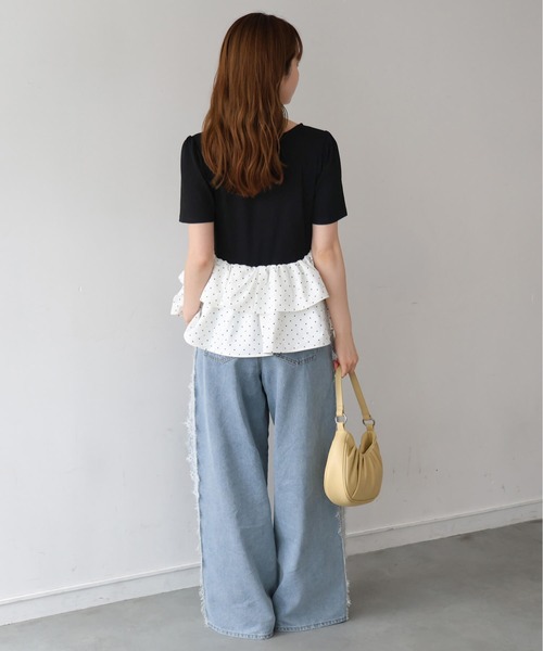 tiptop(ティップトップ)の「チョーカー付きペプラムフリルカットソー(Tシャツ/カットソー・レディース・オフホワイト/ホワイト系その他/ブラック・FREE)」の9枚目の写真