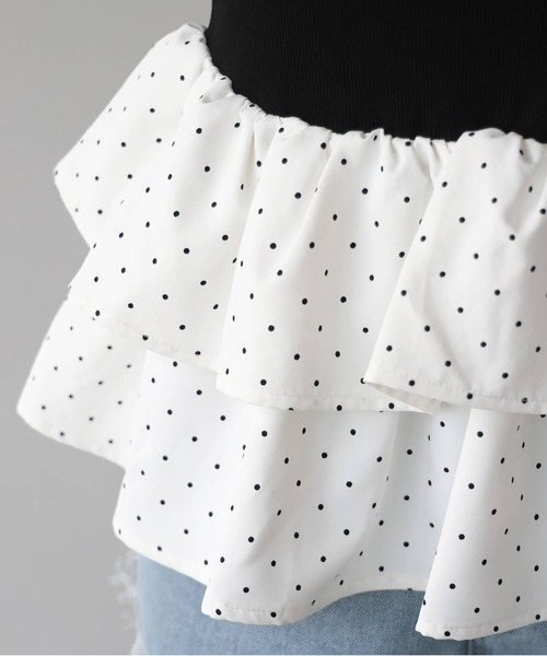tiptop(ティップトップ)の「チョーカー付きペプラムフリルカットソー(Tシャツ/カットソー・レディース・オフホワイト/ホワイト系その他/ブラック・FREE)」の13枚目の写真