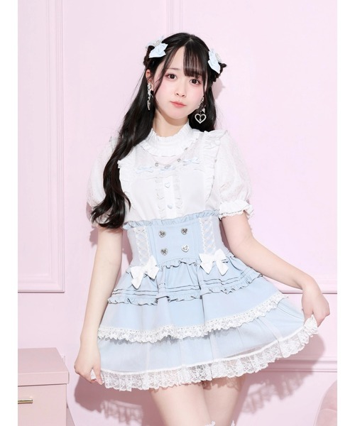 NOEMIE(ノエミー)の「チャーム付きプチハイハートレースブラウス(シャツ/ブラウス・レディース・ピンク系/ブラック/サックスブルー系・M)」の3枚目の写真
