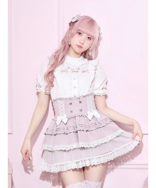 NOEMIE(ノエミー)の「チャーム付きプチハイハートレースブラウス(シャツ/ブラウス・レディース・ピンク系/ブラック/サックスブルー系・M)」の1枚目の写真