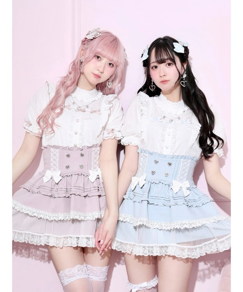 NOEMIE(ノエミー)の「チャーム付きプチハイハートレースブラウス(シャツ/ブラウス・レディース・ピンク系/ブラック/サックスブルー系・M)」の4枚目の写真