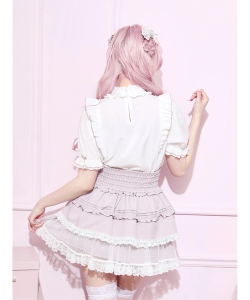 NOEMIE(ノエミー)の「チャーム付きプチハイハートレースブラウス(シャツ/ブラウス・レディース・ピンク系/ブラック/サックスブルー系・M)」の6枚目の写真
