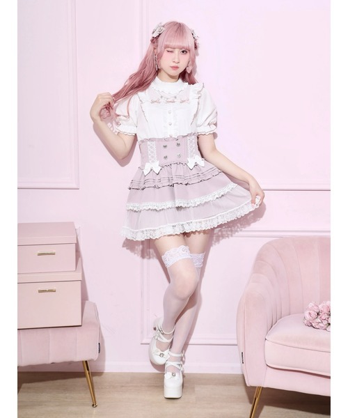 NOEMIE(ノエミー)の「チャーム付きプチハイハートレースブラウス(シャツ/ブラウス・レディース・ピンク系/ブラック/サックスブルー系・M)」の7枚目の写真
