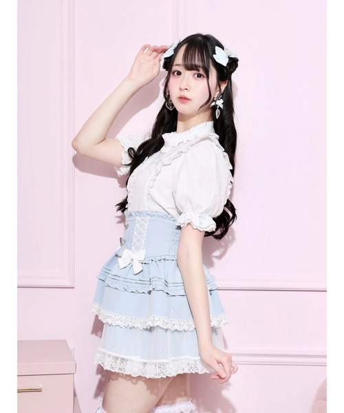 NOEMIE(ノエミー)の「チャーム付きプチハイハートレースブラウス(シャツ/ブラウス・レディース・ピンク系/ブラック/サックスブルー系・M)」の8枚目の写真