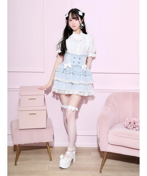 NOEMIE(ノエミー)の「チャーム付きプチハイハートレースブラウス(シャツ/ブラウス・レディース・ピンク系/ブラック/サックスブルー系・M)」の10枚目の写真