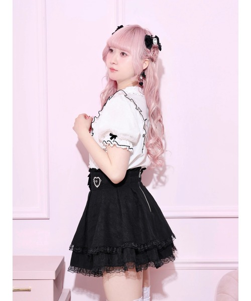 NOEMIE(ノエミー)の「チャーム付きプチハイハートレースブラウス(シャツ/ブラウス・レディース・ピンク系/ブラック/サックスブルー系・M)」の11枚目の写真