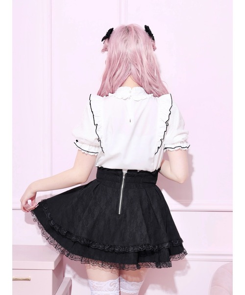 NOEMIE(ノエミー)の「チャーム付きプチハイハートレースブラウス(シャツ/ブラウス・レディース・ピンク系/ブラック/サックスブルー系・M)」の12枚目の写真