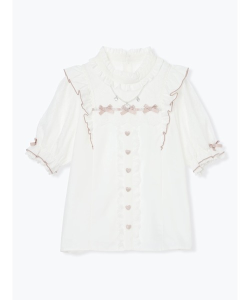 NOEMIE(ノエミー)の「チャーム付きプチハイハートレースブラウス(シャツ/ブラウス・レディース・ピンク系/ブラック/サックスブルー系・M)」の14枚目の写真