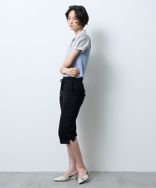 NUJOH(ヌゾ)の「Layered Bustier Check Top / レイヤードビスチェチェックトップ(シャツ/ブラウス・レディース・ライトブルー/ブラック/グレー・FREE)」の10枚目の写真