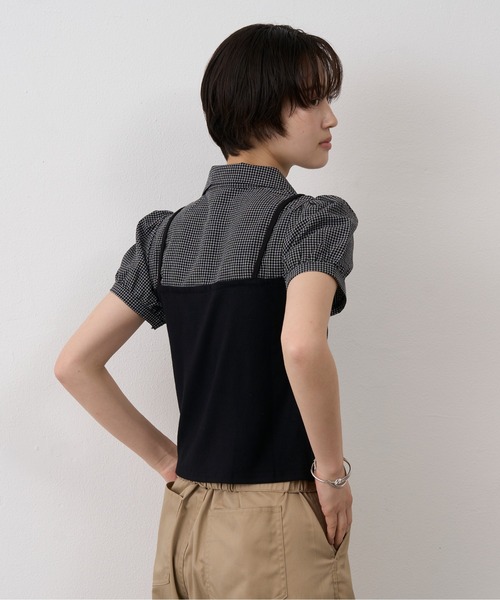 NUJOH(ヌゾ)の「Layered Bustier Check Top / レイヤードビスチェチェックトップ(シャツ/ブラウス・レディース・ライトブルー/ブラック/グレー・FREE)」の19枚目の写真