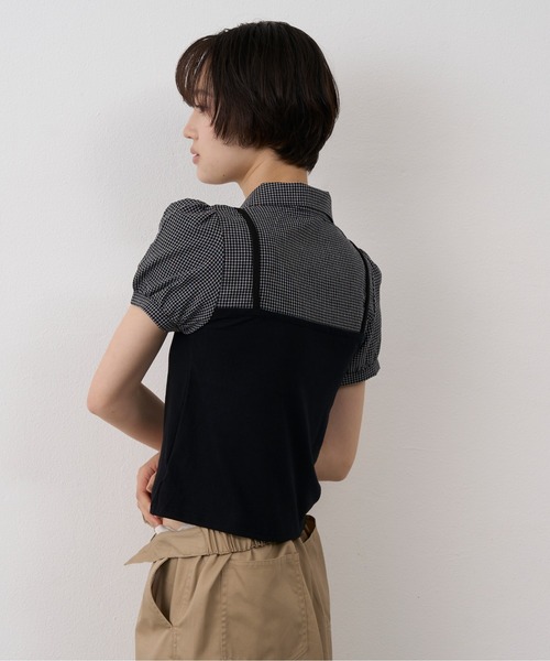 NUJOH(ヌゾ)の「Layered Bustier Check Top / レイヤードビスチェチェックトップ(シャツ/ブラウス・レディース・ライトブルー/ブラック/グレー・FREE)」の20枚目の写真