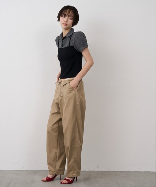 NUJOH(ヌゾ)の「Layered Bustier Check Top / レイヤードビスチェチェックトップ(シャツ/ブラウス・レディース・ライトブルー/ブラック/グレー・FREE)」の22枚目の写真