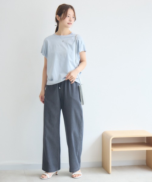 KATHARINE ROSS(キャサリンロス)の「日本製ラメプリントTシャツ(Tシャツ/カットソー・レディース・グレイッシュベージュ/ブルー・MEDIUM)」の20枚目の写真