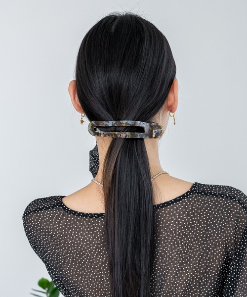 セール】大理石風 マーブルアーチクリップ（バレッタ/ヘアクリップ